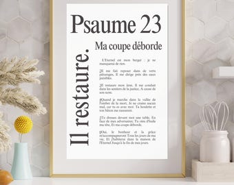 Bibelversposter | Psalm 23 | Minimalistiskt konstverk | Väggkonst | Kristen poster