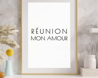 Kreolsk väggposter från Réunion | Réunion Min kärlek | Minimalistisk målning | Väggtryck | Réunion-affisch