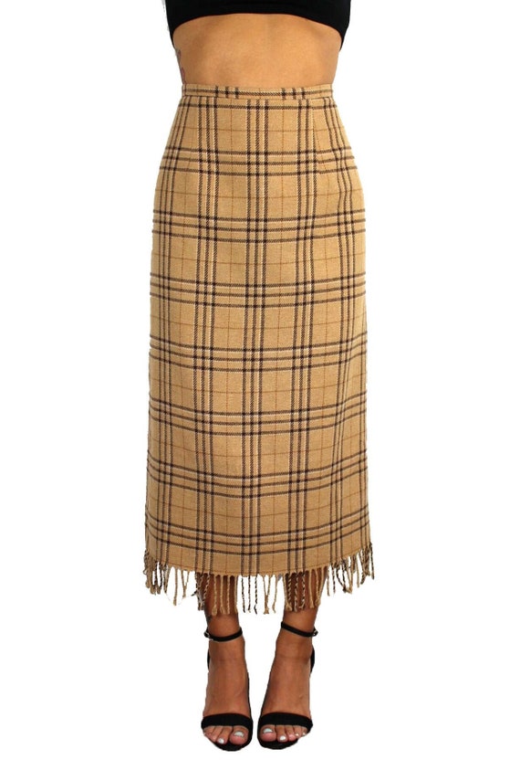 brown plaid skirt vintage