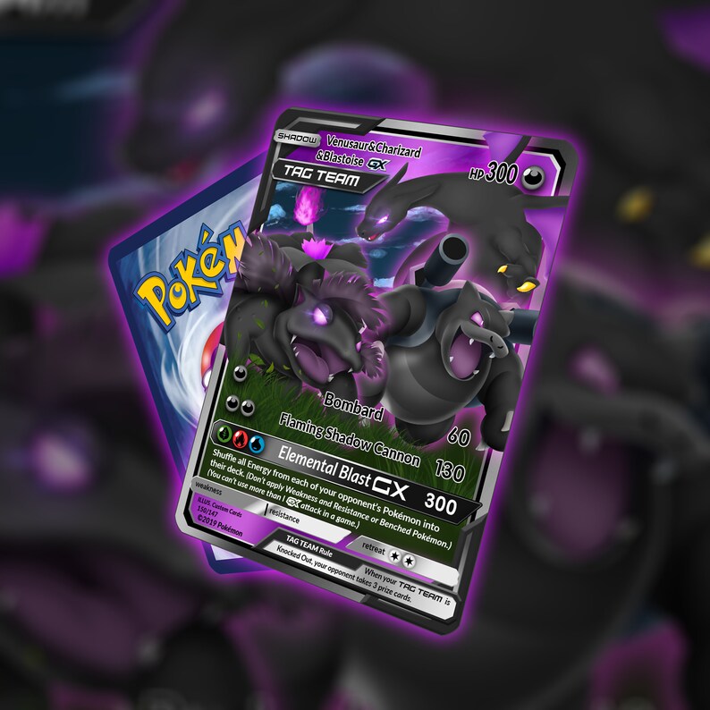 Shadow Tag Team Venusaur Charizard Blastoise Gx Etsy