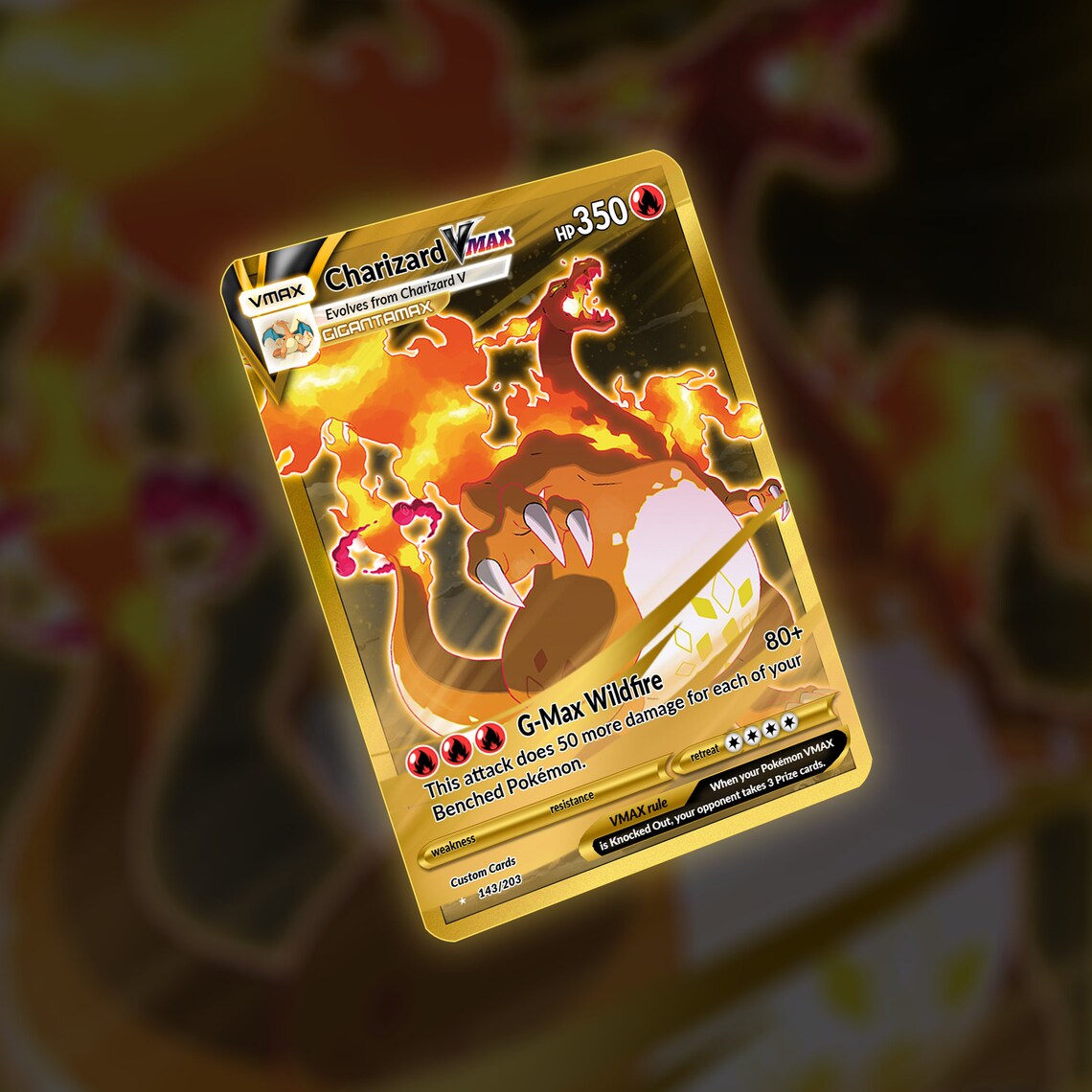 Gold Gigantamax Charizard Vmax Card | Etsy