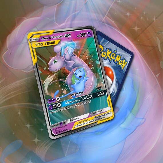 Shiny Mew Shiny Mewtwo Tag Team Gx Etsy