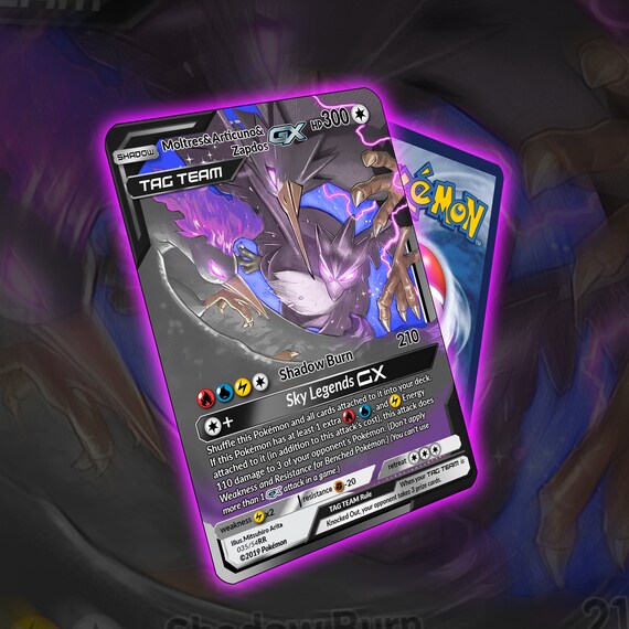 Shadow Tag Team Articuno Zapdos Moltres Gx Etsy