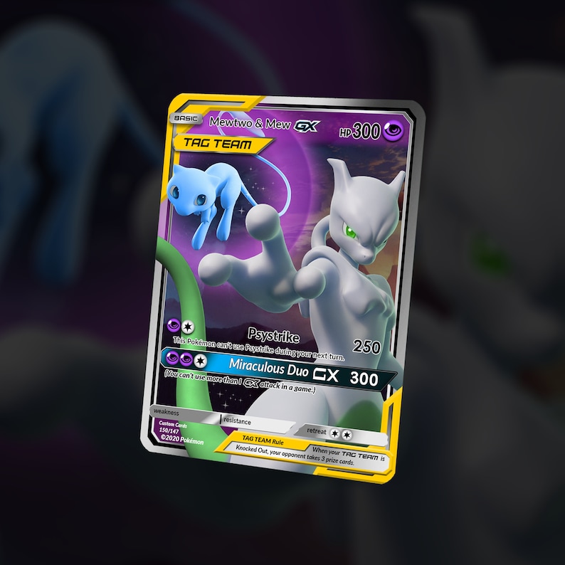 New Shiny Mew Mewtwo Tag Team Gx Custom Made Etsy