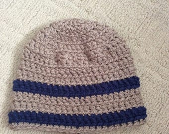 Tan and Navy Beanie hat