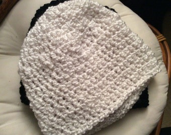 Cream hand crocheted beanie hat