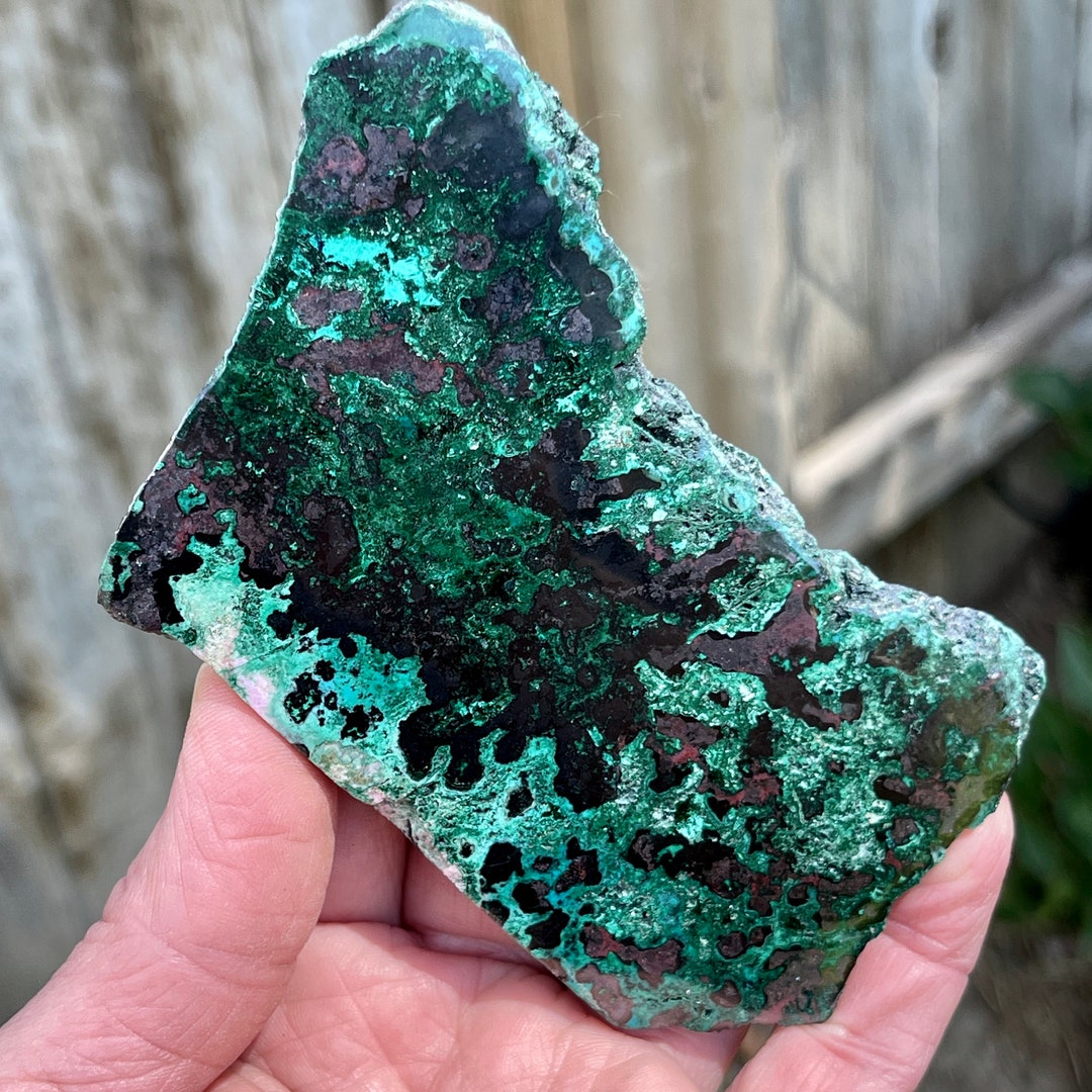 Malachite With Cuprite Polished Slice // Congo Rocks and Minerals - Etsy
