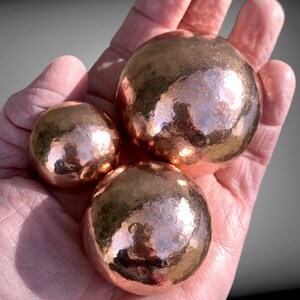 Solid Copper Balls 3 SIZES // 99.9% Pure Copper Spheres // Large, Medium and Small // Pure Copper Orb image 5