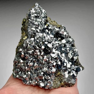 Bleiglanz auf Pyrit Kristall Stufe, Peru