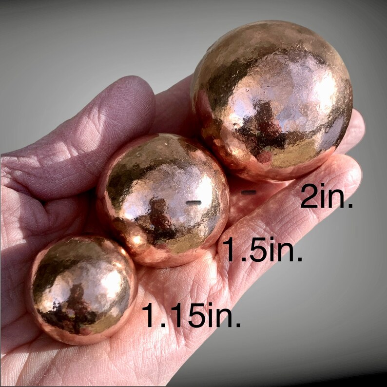 Solid copper balls made up of 99.9% copper now available in 3 sizes.