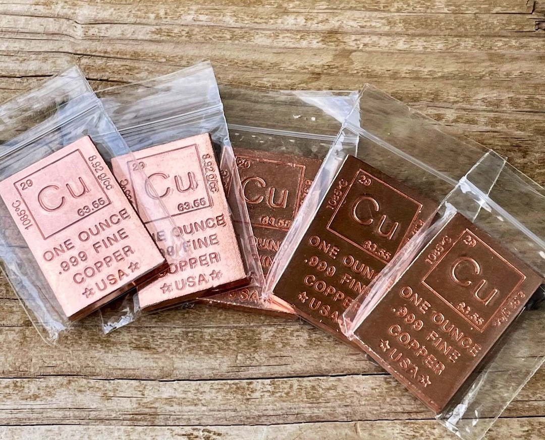 mi様 Copper Ingot, Solid 1oz Bars Pure Copper Bullion Fine .999