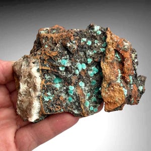 Rosasite on Goethite, Ojuela Mine, Mexico