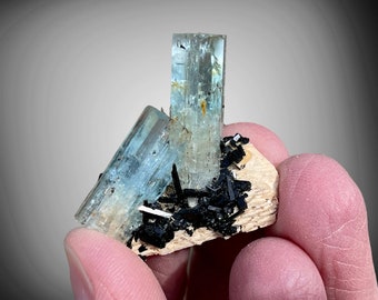 Twin Aquamarine, Schorl Tourmaline and Feldspar Cluster ~ Erongo, Namibia, Africa ~ FREE Rocks and Minerals