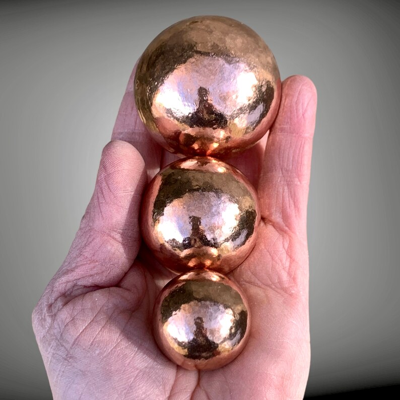 Solid Copper Balls 3 SIZES // 99.9% Pure Copper Spheres // Large, Medium and Small // Pure Copper Orb image 7