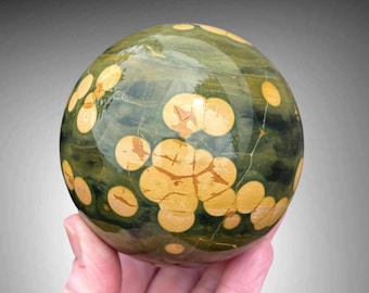Kabamby Ocean Jasper Sphere, Free Acrylic Display Ring Included, Madagascar Rocks Minerals