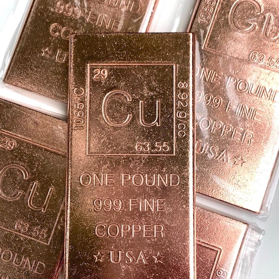 Copper One Pound Solid Bar Ingot, Stocking Stuffer, Pure .999 Fine