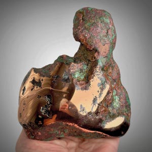 Glacial Float Copper, 7 Pound Artistic Polished Collector Specimen, Lake Superior, Michigan: Display Stand Included