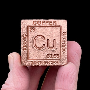 Copper (Cu) Element 1.25" Cube, Periodic Table
