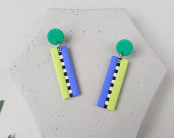 Blue and Green Statement Stud Earrings