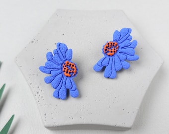 Blue flower earrings