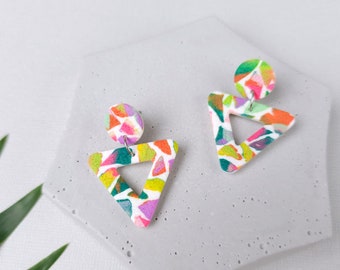 Cute triangle polymer clay earrings
