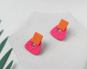 Pink and Orange Small Stud Earrings