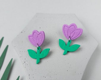Purple tulip earrings
