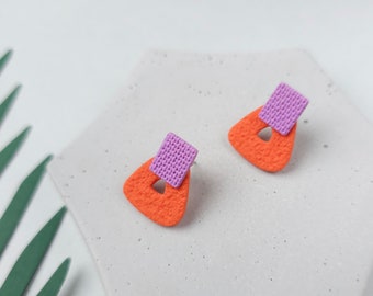 Orange and Purple Small Stud Earrings