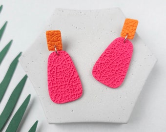 Pink and Orange Polymer Clay Earrings