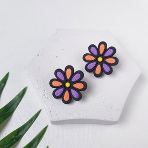Statement flower polymer clay earrings