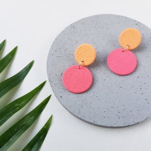 Orange earrings, Pink polymer clay jewelry