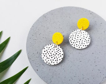 White earrings, Stud polymer clay jewelry