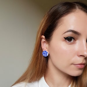 Blue cute earrings, Fun polymer clay jewelry image 6