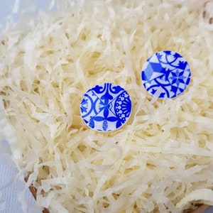 Blue cute earrings, Fun polymer clay jewelry image 4