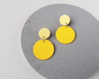 Yellow earrings, Stud polymer clay jewelry