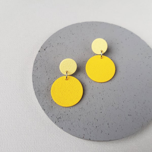 Yellow earrings, Stud polymer clay jewelry