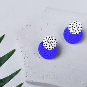 Small blue earrings, Handmade polymer clay jewelry