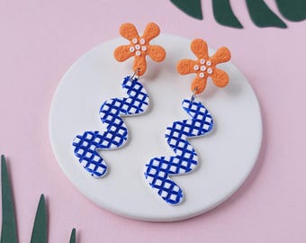 Bold Wavy Polymer Clay Earrings