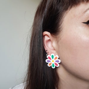 Colorful flower polymer clay earrings image 6