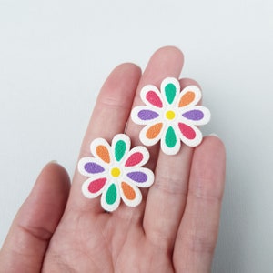 Colorful flower polymer clay earrings image 5