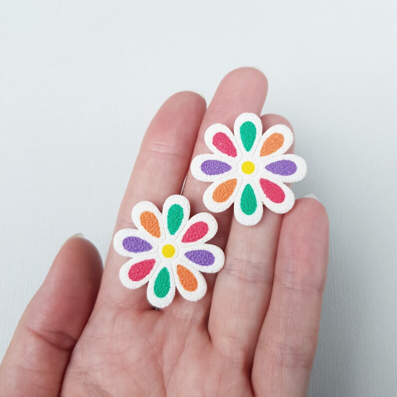 Colorful flower polymer clay earrings image 5