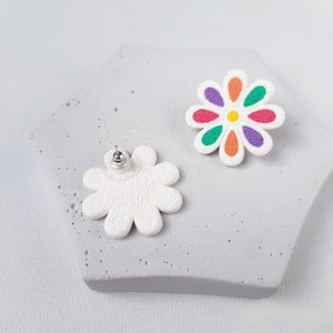 Colorful flower polymer clay earrings image 3