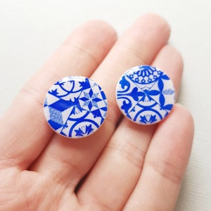 Blue cute earrings, Fun polymer clay jewelry image 5