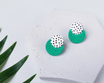 Green small earrings, Handmade polymer clay jewelry