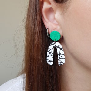 Marble arch earrings, Geometric polymer clay jewelry image 6