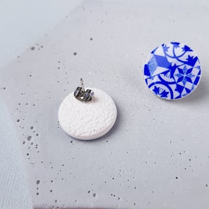 Blue cute earrings, Fun polymer clay jewelry image 3