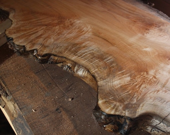 Big Leaf Maple Live Edge Floating Mantel: Rustic Wood Shelf with Brackets