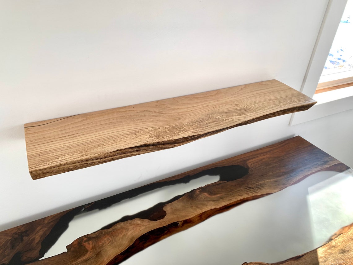 White Oak Live Edge Floating Shelf Floating Shelves Mantel Etsy