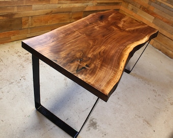 Black Walnut Live Edge Desk | Table | Handmade | Steel Base