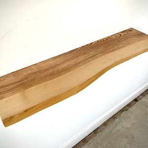 Ash Floating Shelf with Brackets | Live Edge Wood Shelves | Wall Decor | Rustic Shelves